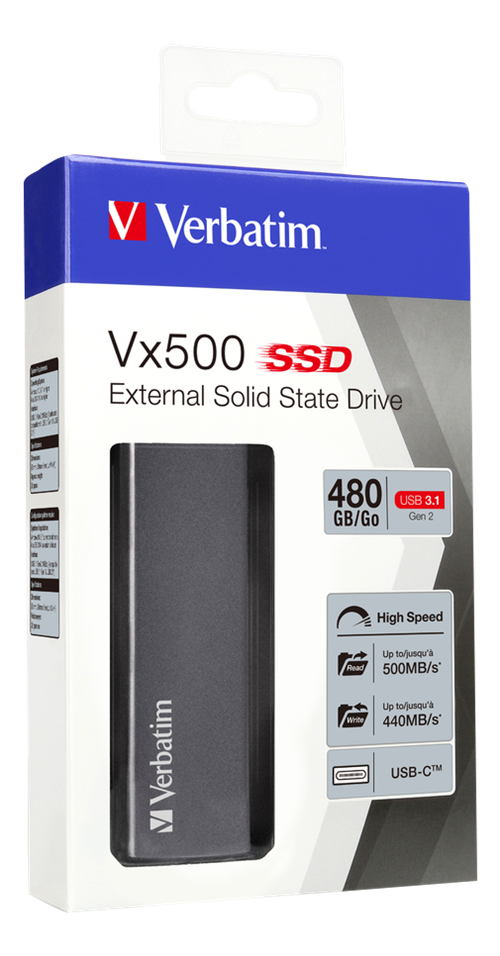 optional claw Overdraw Išorinis SSD diskas Verbatim Vx500 480GB, USB 3.1, Gen 2, pilkas / V47443