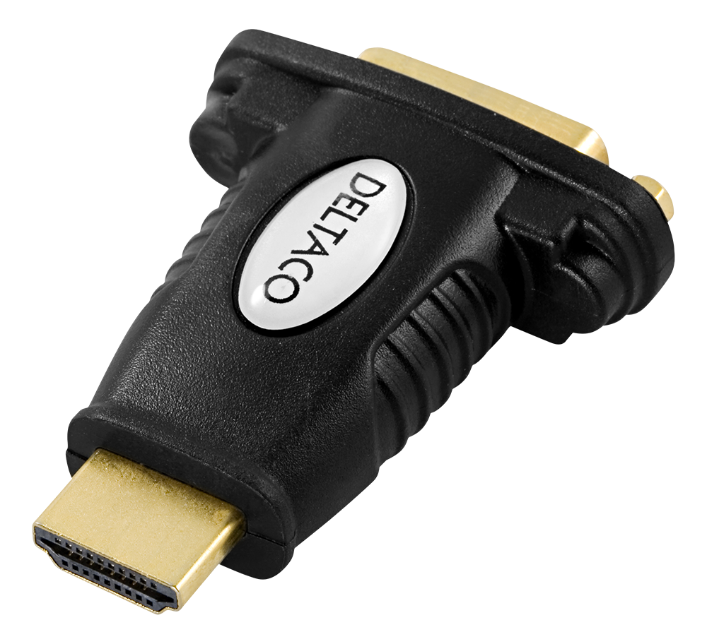 HDMI - DVI-D adapteris DELTACO paauksuotos jungtys, 1080p, juodas / HDMI-10-K / R00100020