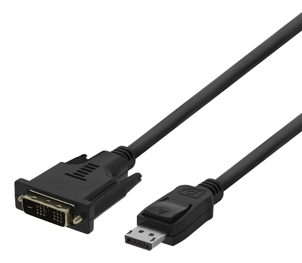 Monitoriaus kabelis DELTACO DisplayPort į DVI-D Single Link, Full HD in 60Hz, 2m, juodas / DP-2020-K / 00110009