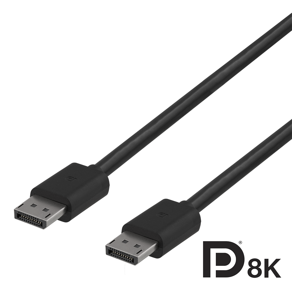 DisplayPort kabelis DELTACO  8K, DP 1.4, 2m, juodas / DP8K-1020-K / R00110015