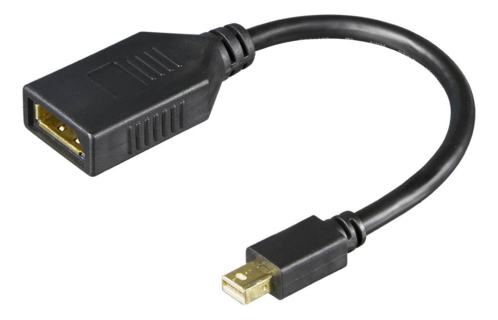 DisplayPort - miniDisplayPort adapteris DELTACO 4K UHD 60Hz, 0.2m, juodas / MDP-DP1-K / 00110028