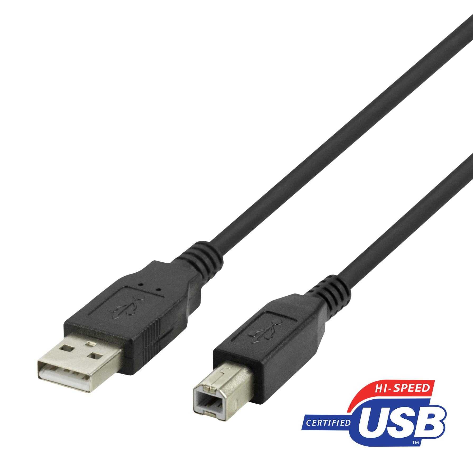  USB-B 2.0 kabelis DELTACO tinkamas spausdintuvams, 1m juodas / USB-210S-K / R00140001