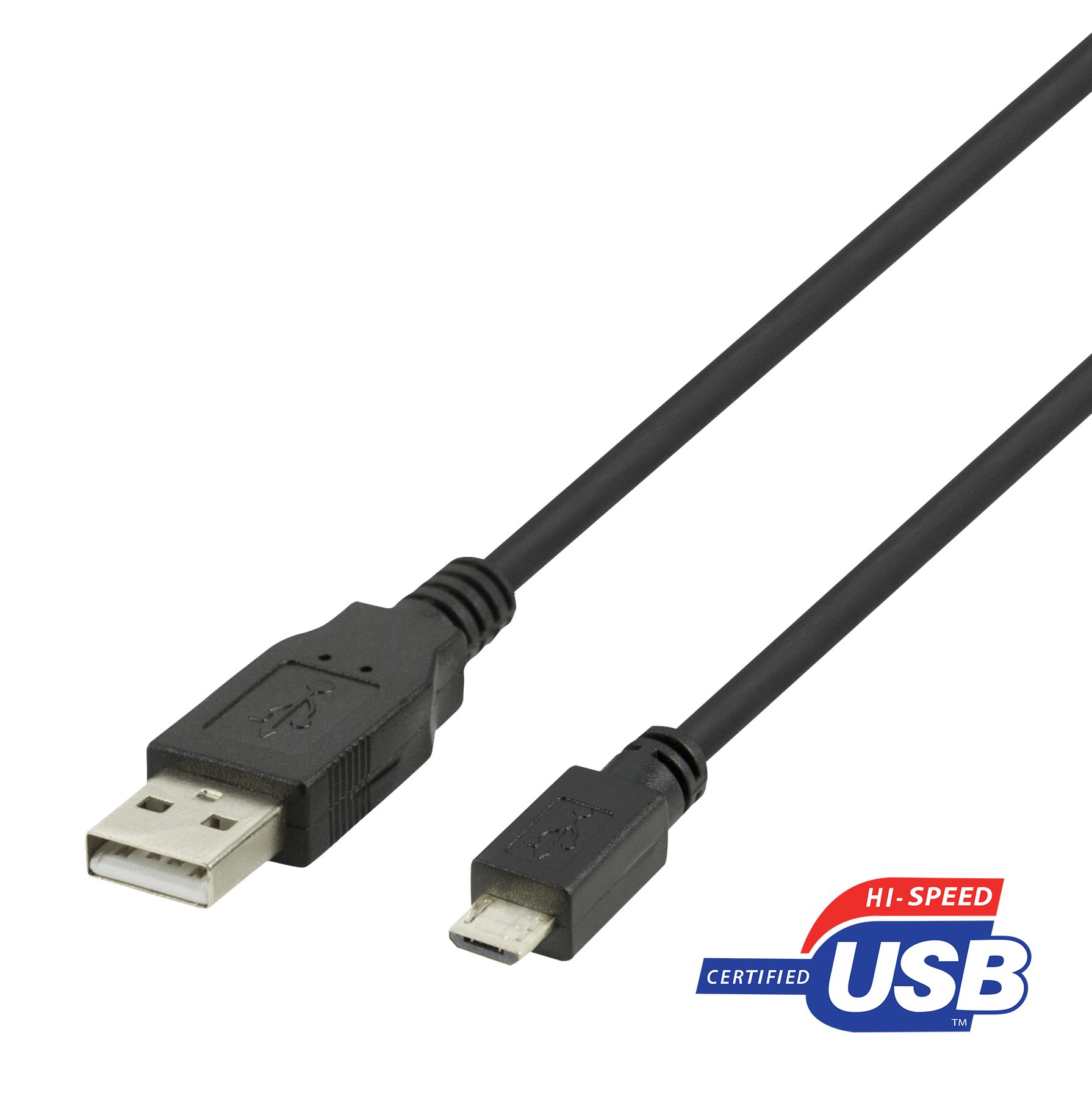 Kabelis DELTACO USB 2.0 Micro B, 2.4A, 2m juodas / USB-302S-K / R00140009