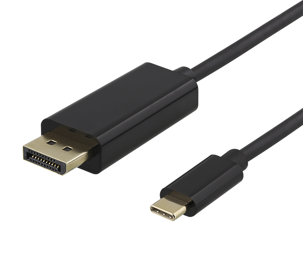 USB-C - DisplayPort kabelisDELTACO 4K UHD, paauksuotos jungtys, 2m, juodas / USBC-DP200-K / R00140015