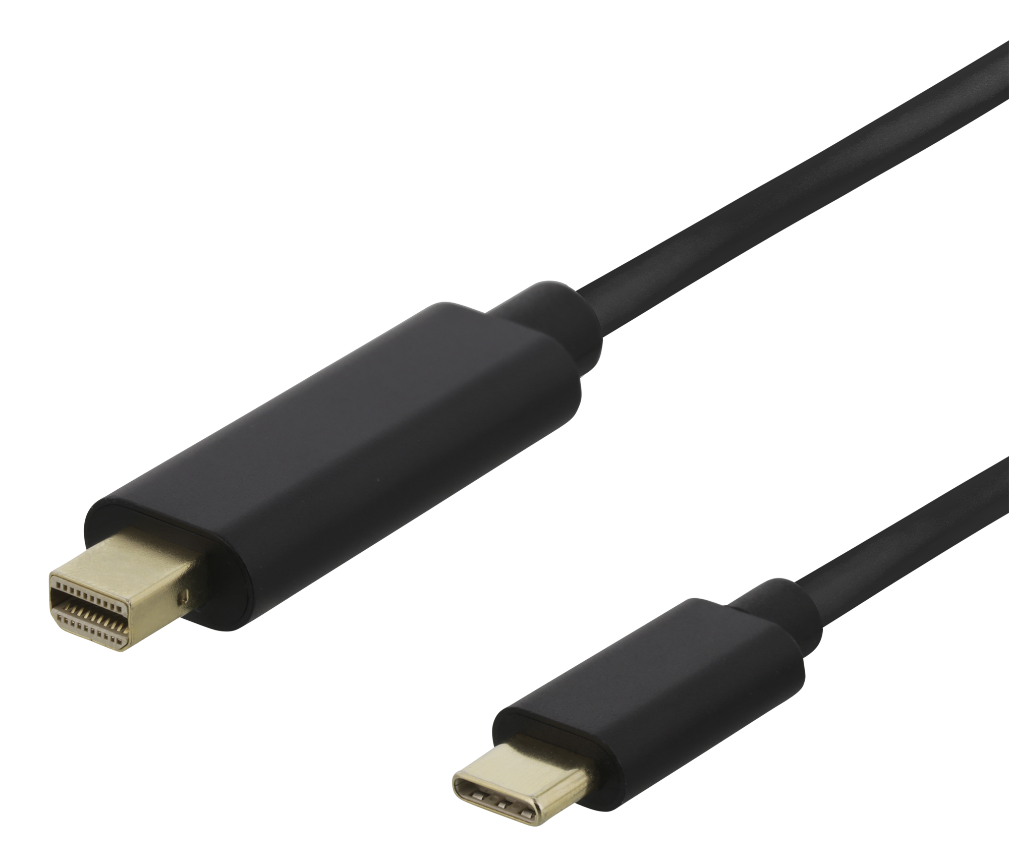 USB-C - miniDisplayPort kabelis DELTACO 4K UHD, paauksuotos jungtys, 2m, juodas / USBC-DP202-K / 00140017