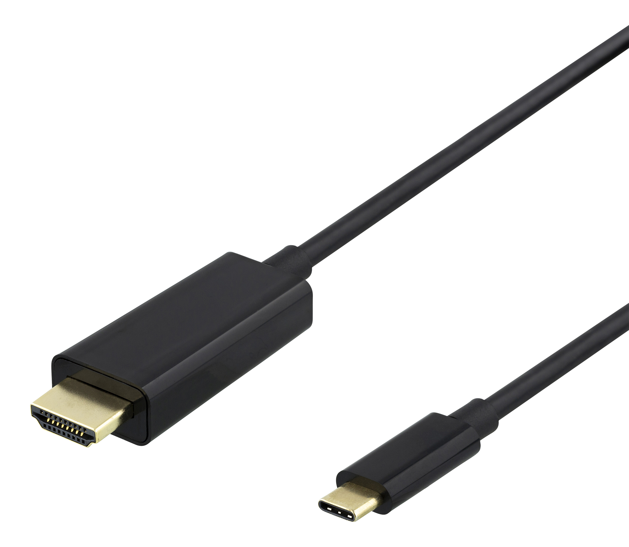 USB-C - HDMI kabelis DELTACO 4K UHD, paauksuotas, 0.5m, juodas / USBC-HDMI1005-K / 00140018
