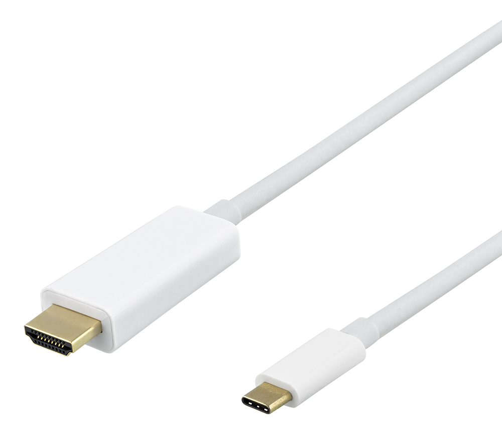 USB-C - HDMI kabelis DELTACO 4K UHD, paauksuotos jungtys,1m, baltas / R00140020