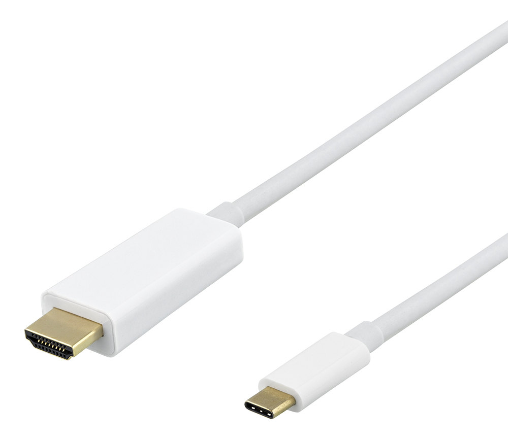 USB-C - HDMI kabelis DELTACO 4K UHD, paauksuotos jungtys, 3m, baltas / USBC-HDMI1031-K / 00140024