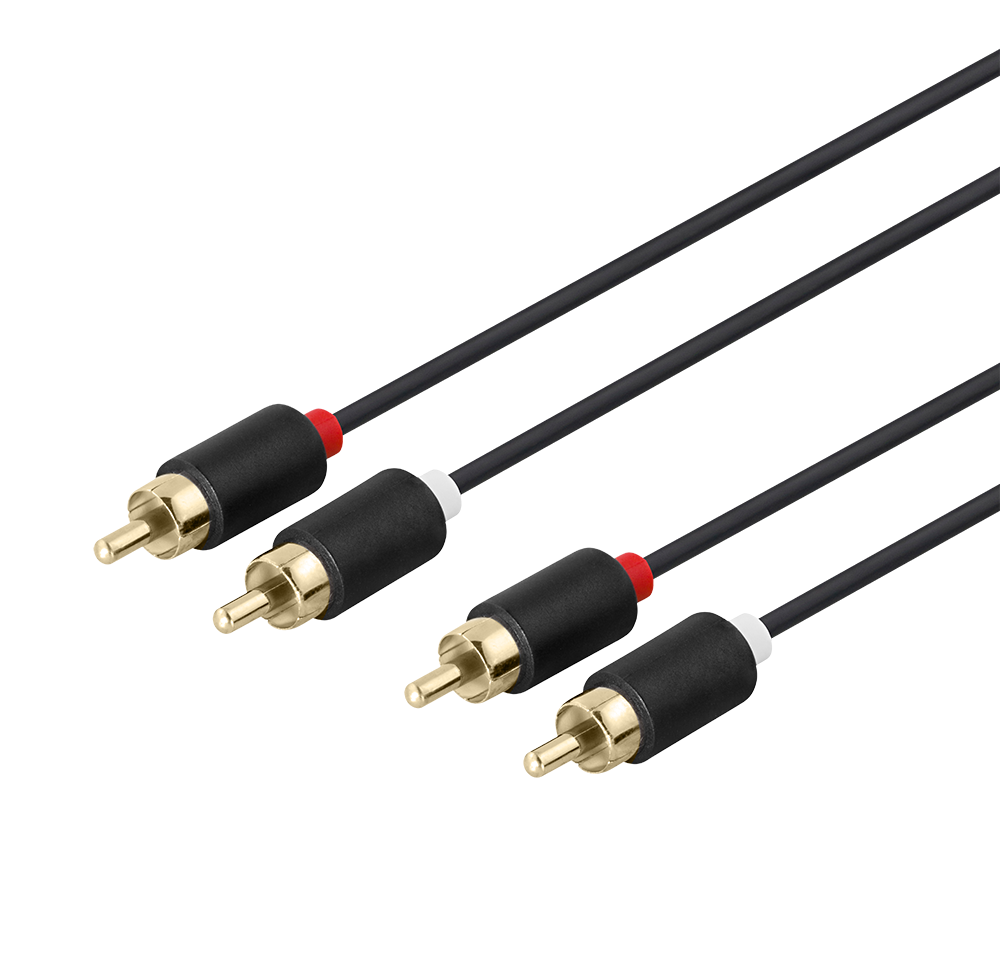 Audio kabelis DELTACO 2xRCA, paauksuotos jungtys, 2m, juodas / MM-110-K / R00170002