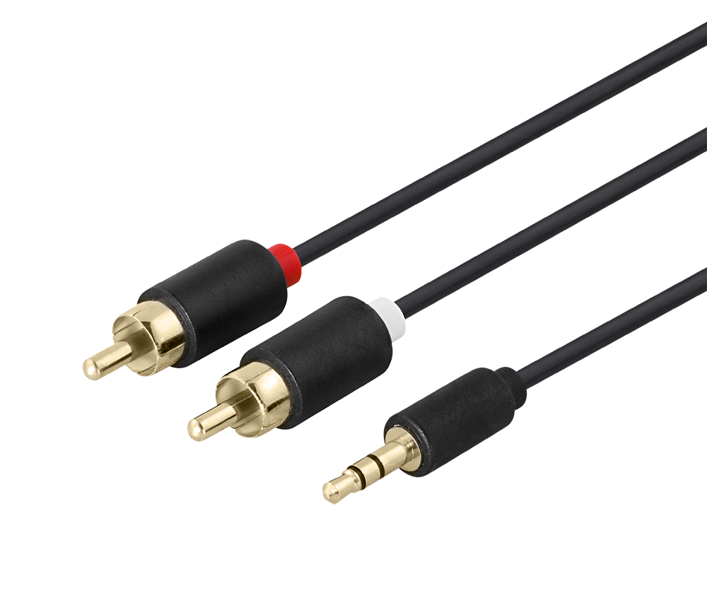 Audio kabelis DELTACO 3.5mm male - 2xRCA male 5m, juodas / MM-142-K / R00180006