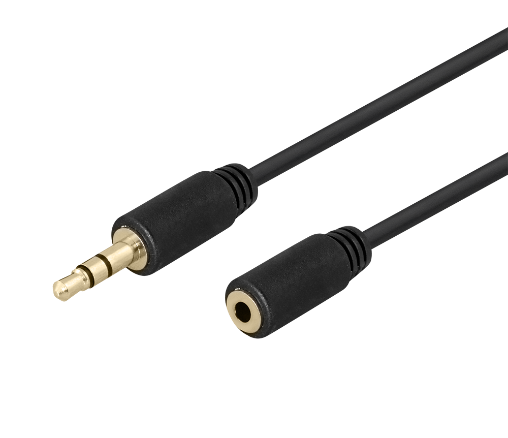 Audio kabelis DELTACO 3.5mm, paauksuota jungtis, 3m, juodas / MM-161-K / 00180013
