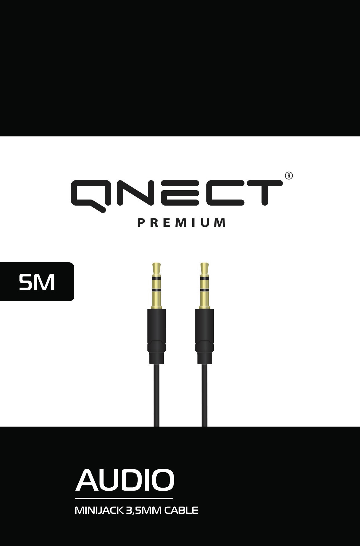 Kabelis QNECT iš 3.5mm į 3.5mm, juodas / 101355