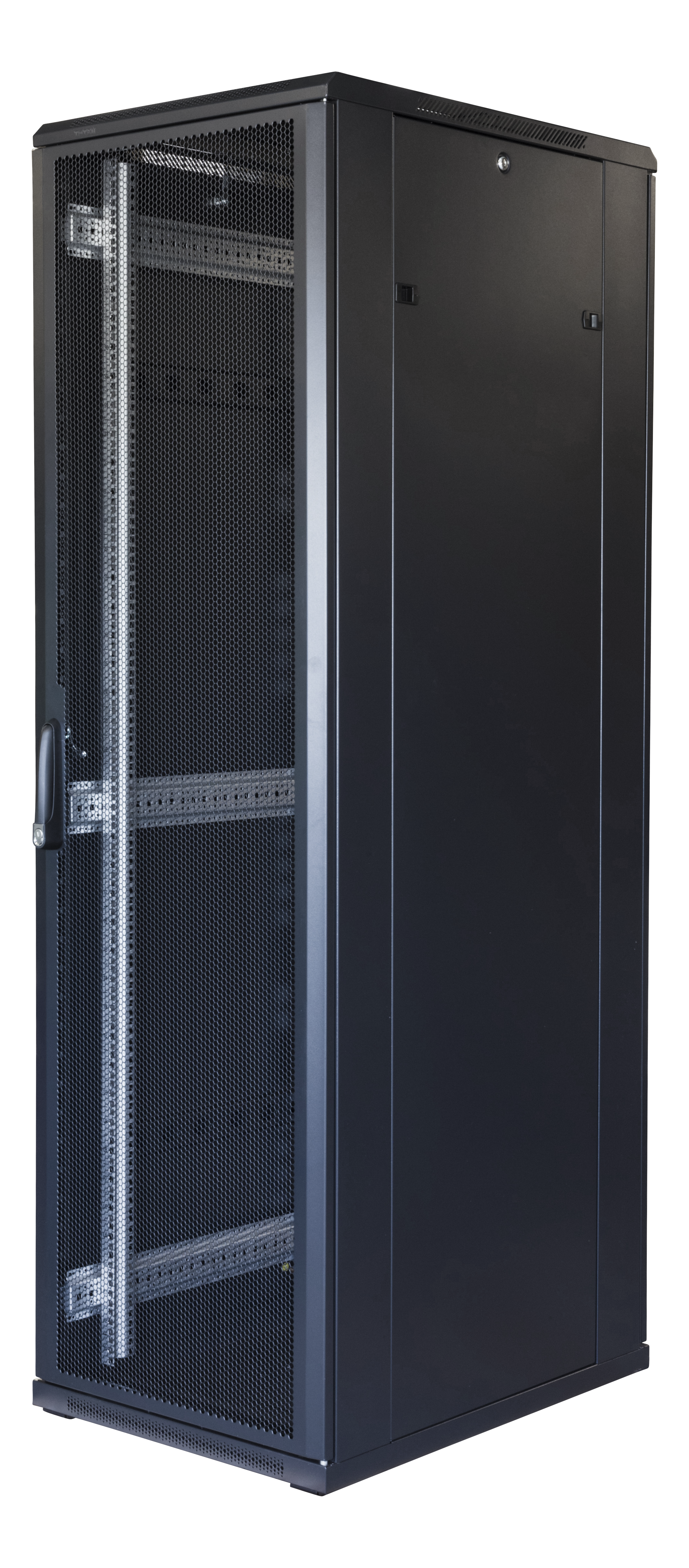 Spinta TOTEN System G, 19", 42U, 600x1000, perforuotos priekinės durys, perforuotos galinės durys, 800kg apkrova, juoda / 19-G6042PP
