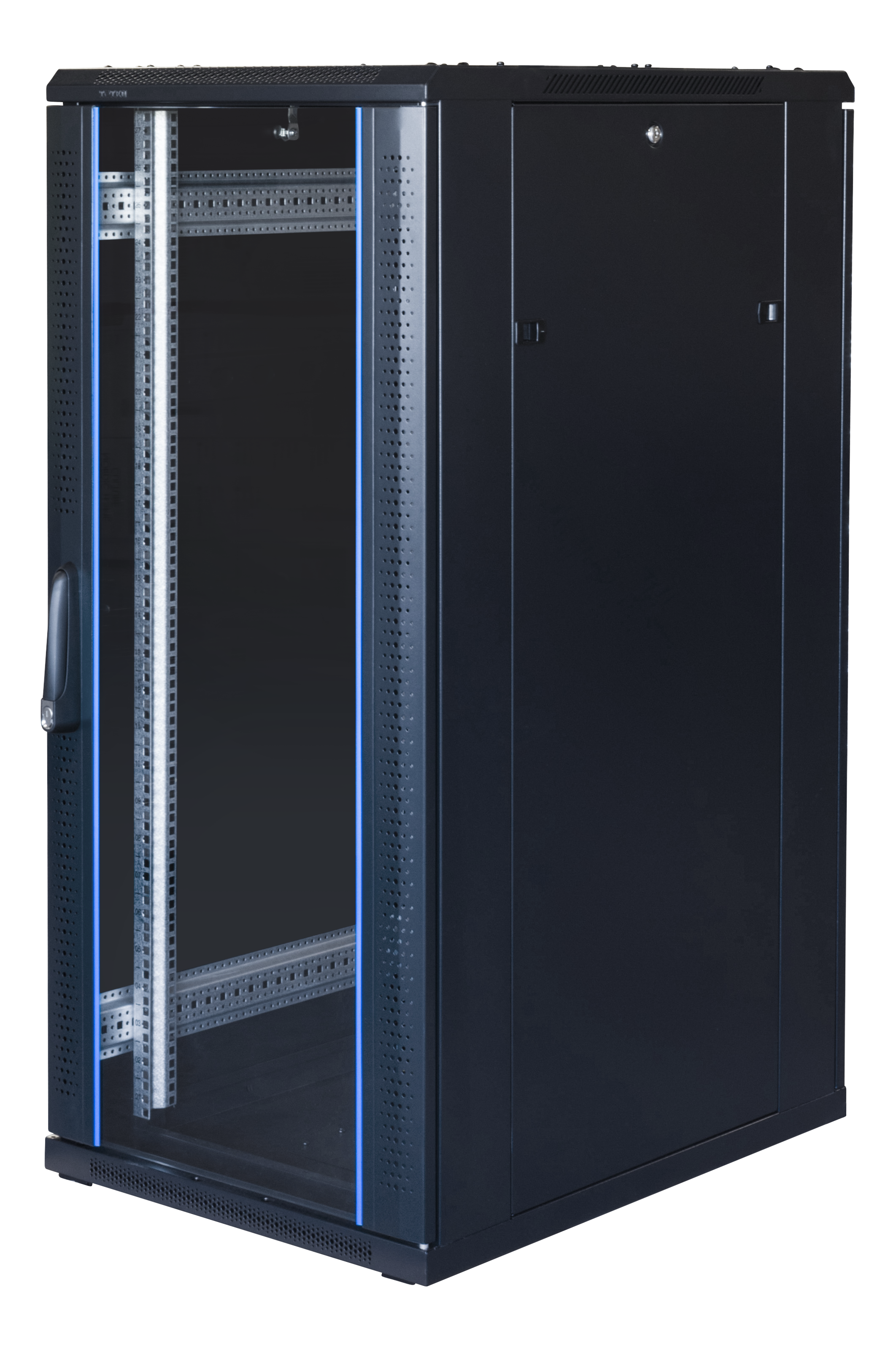 19" Komutacinė spinta  TOTEN, System G, 27U, 600x800, stiklinės durys, galinės metalinės durys, iki 800kg, juoda / G6.6827.9001 / 19-G6827GM