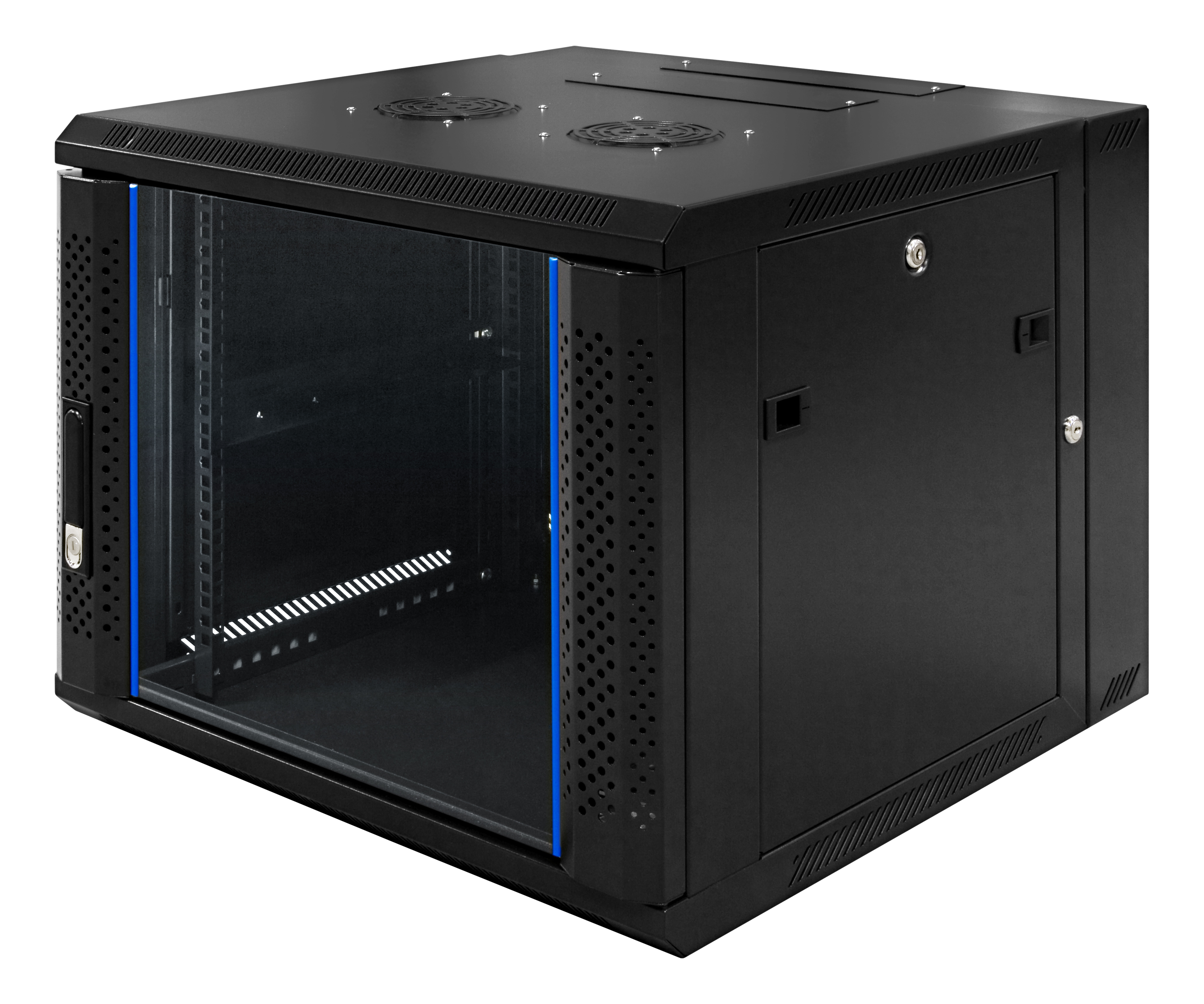 19" Komutacinė spinta TOTEN, System Z, 9U, 600x600, stiklinės durys, iki 60kg, juoda  / ZS66096001 / 19-Z6609