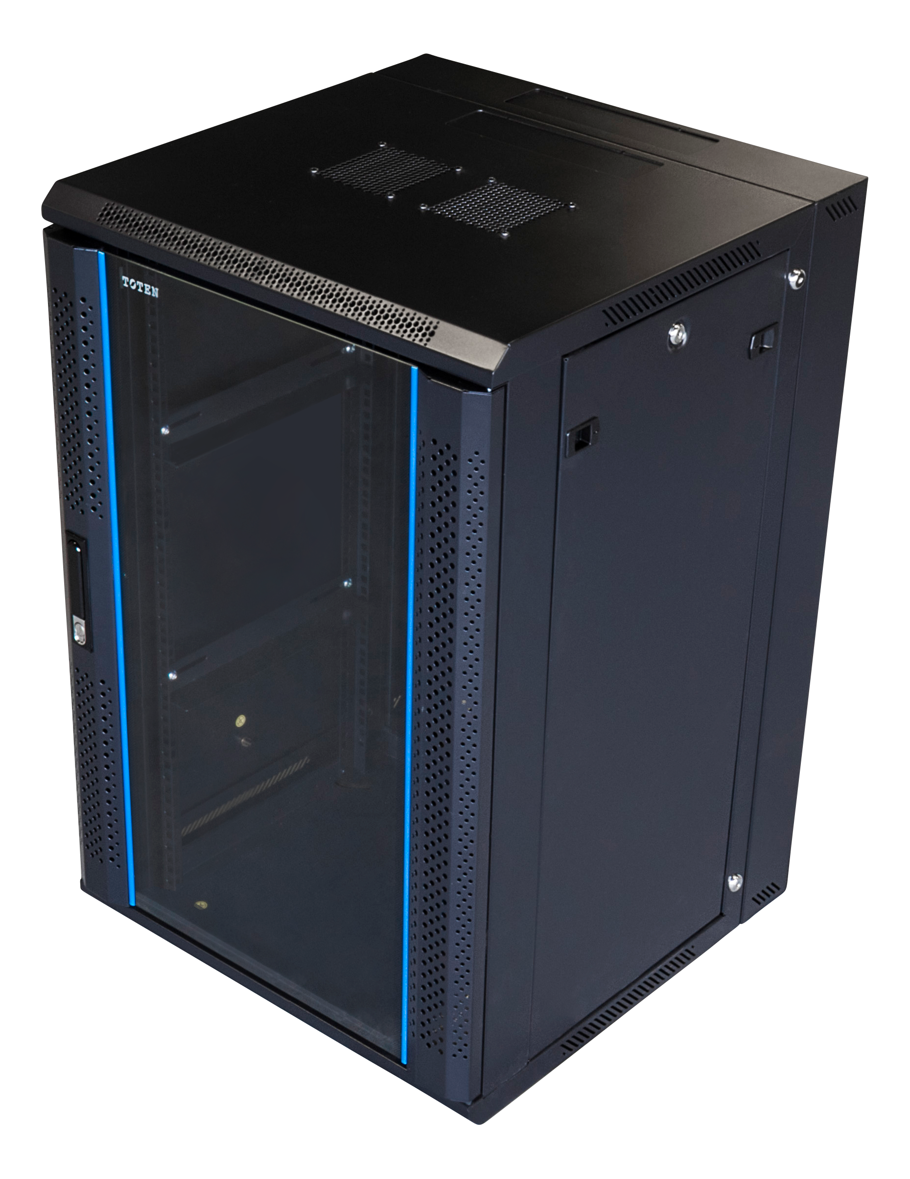 19" wall mounted cabinet TOTEN, System Z, 18U, 600x600, glass front door, 60kg load, black / ZS66186001 / 19-Z6618