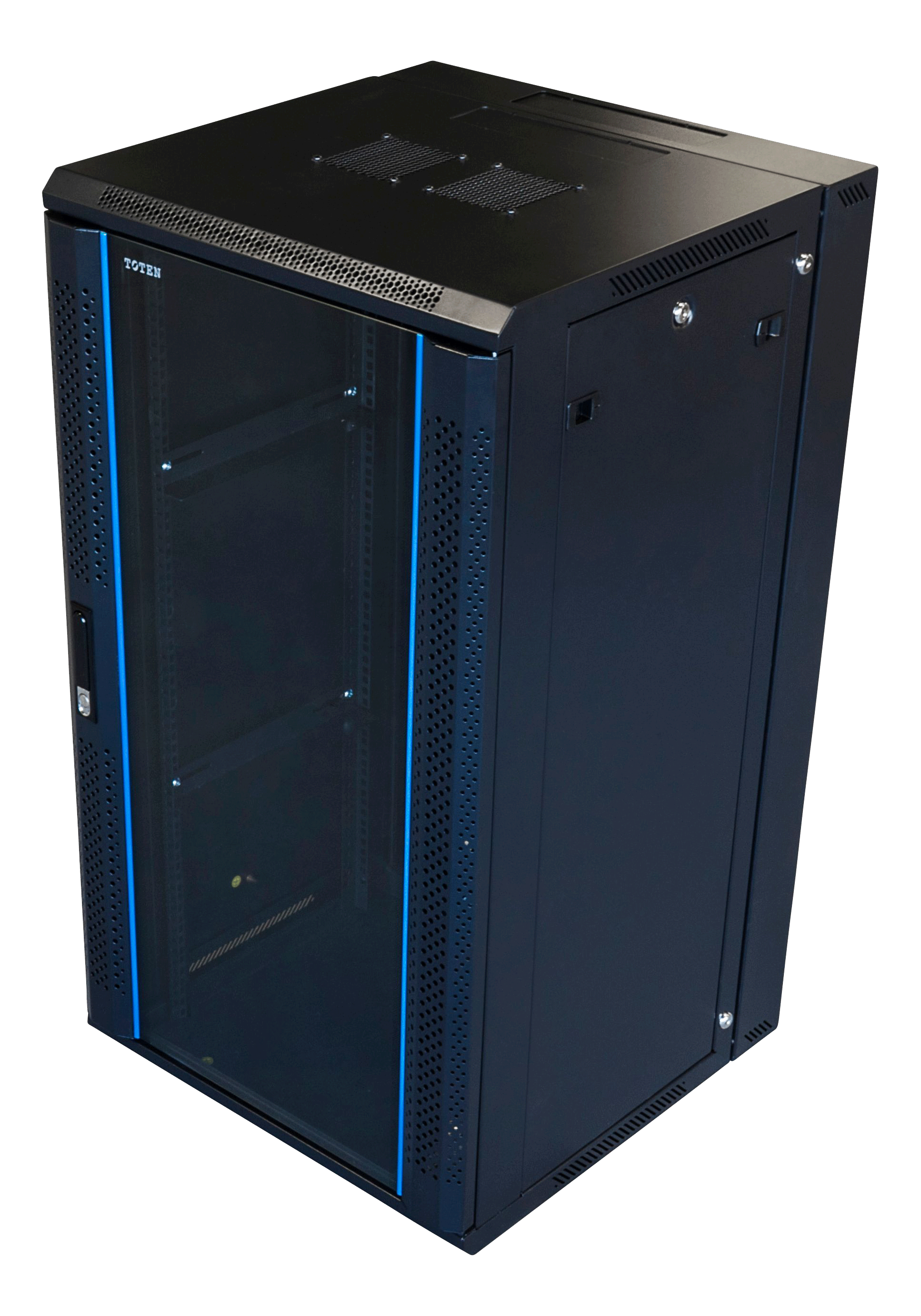 19” wall cabinet TOTEN, 22U, 600 × 600, glass door, black / ZS66226001 / 19-Z6622