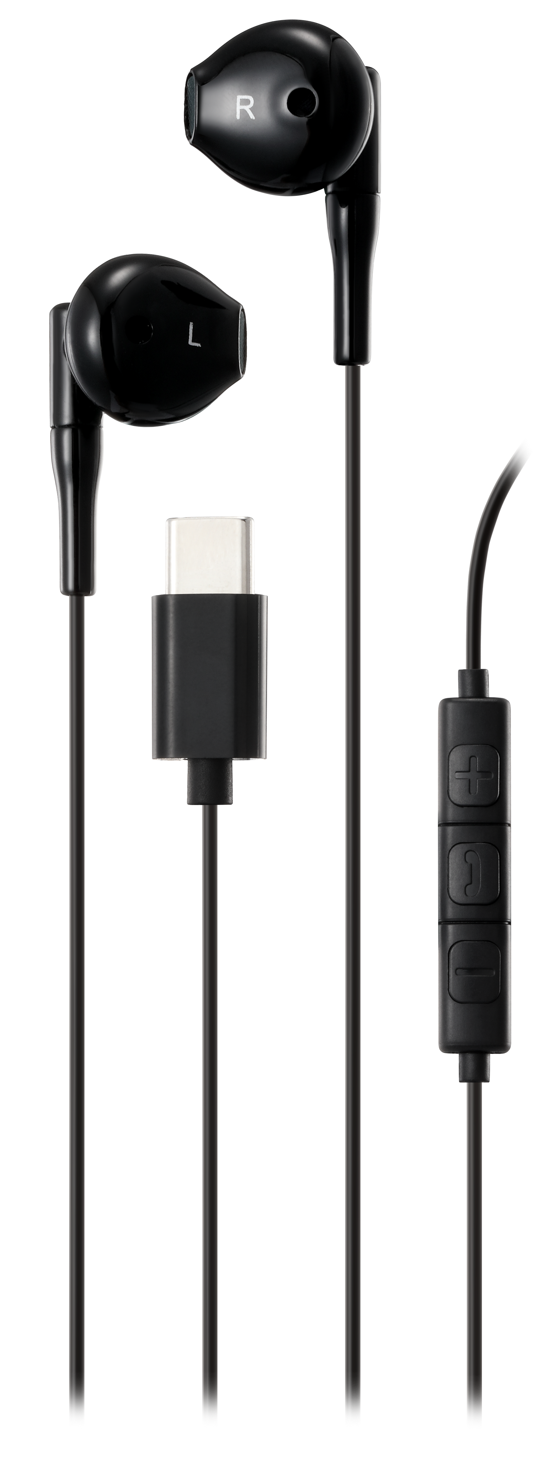 Ausinės STREETZ , 3-mygtukai, USB-C, juodos/ C210-BLK / 6612040
