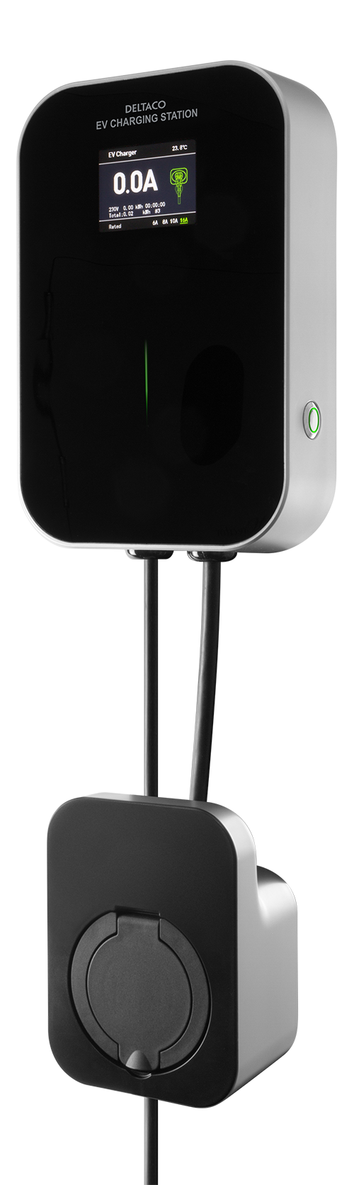 e-Charge įkrovimo stotelė DELTACO skirta naudoti namuose, 1-fazė 6-16A, Mode 3, tipas 2 / EV-4120