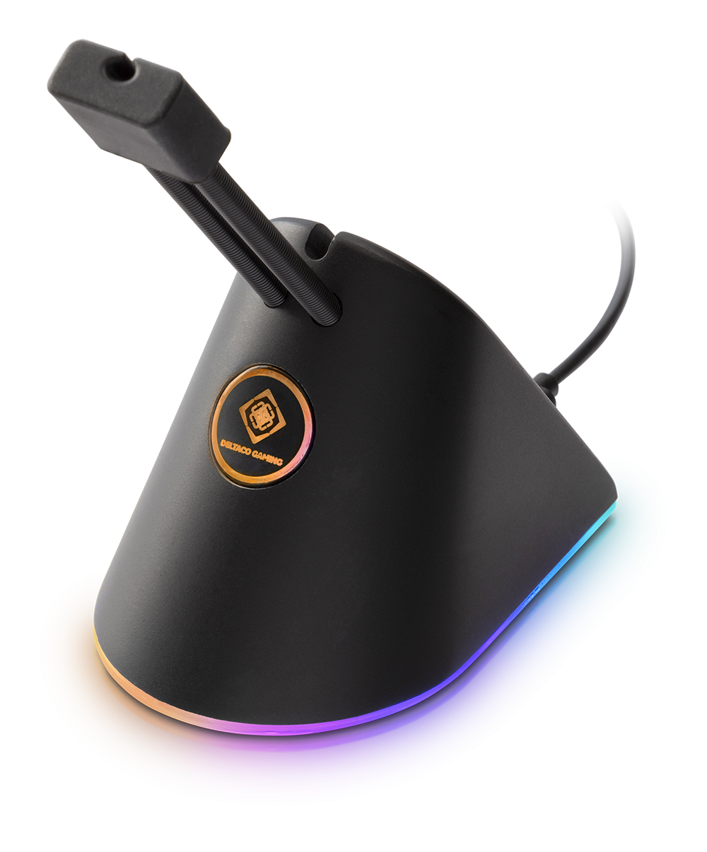 Pelės laido laikiklis DELTACO GAMING RGB ištraukiamas  laikiklis,  tinka visoms laidinėms pelėms, juodas / GAM-044-RGB