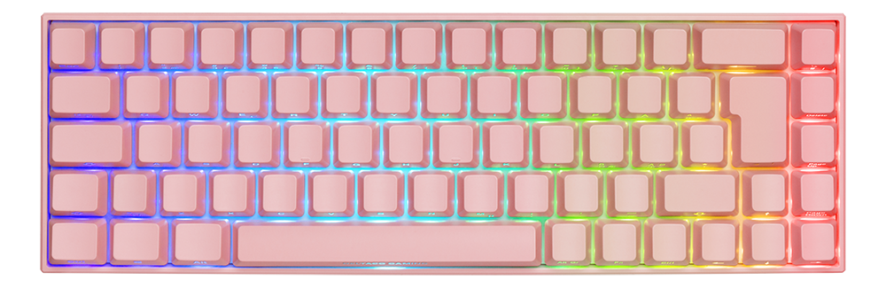 Bevielė 65% klaviatūra DELTACO GAMING DK440R priekiniai lazeriniai klavišai, RGB, Kailh Red, N klavišo apvertimas, JK išdėstymas, rožinė / RGB / GAM-100-P-UK