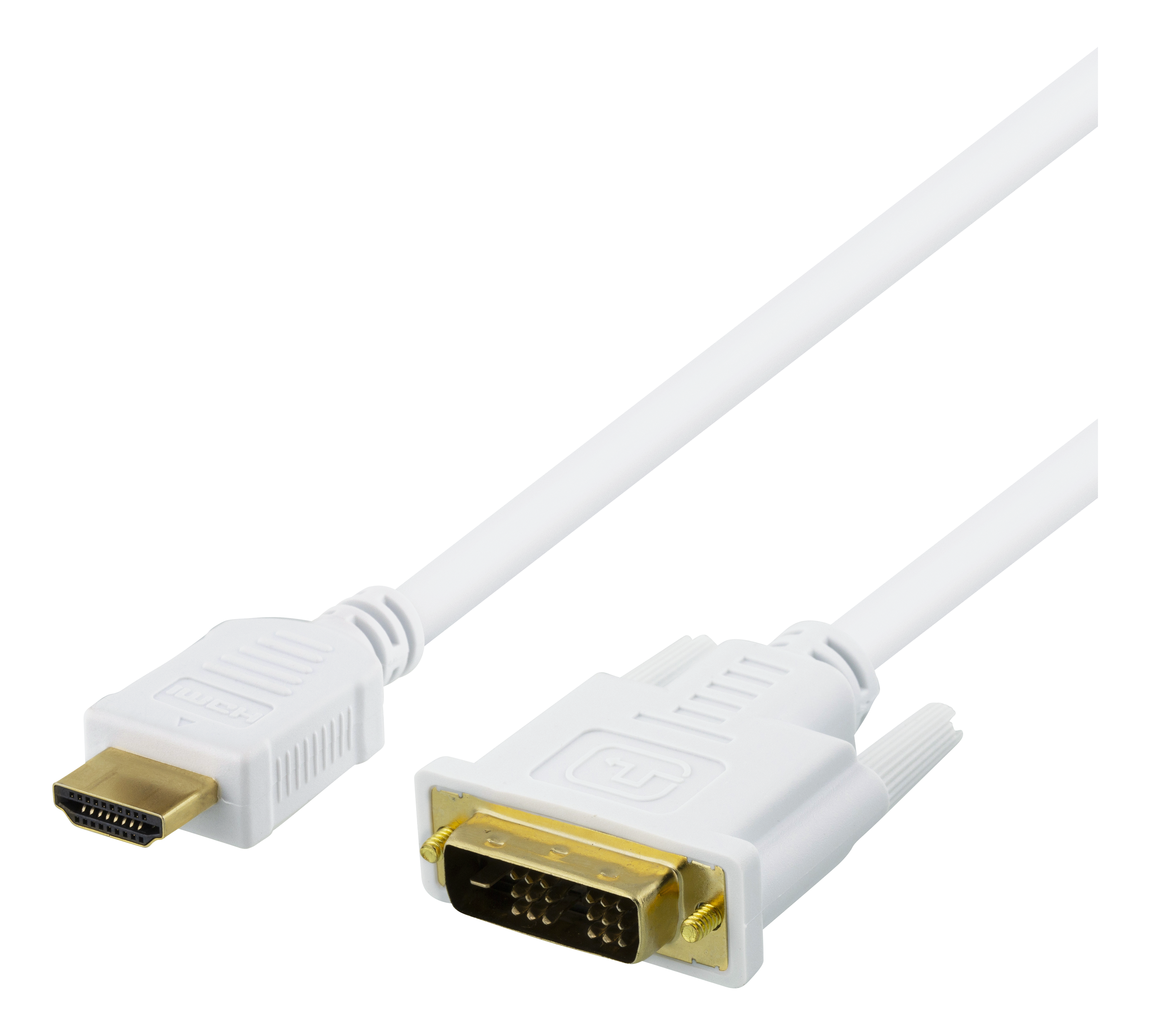 Kabelis DELTACO HDMI - DVI, 2m, „Full HD“, baltas / HDMI-112AD