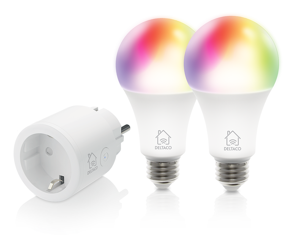 Rinkinys DELTACO SMART HOME išmanusis kištukas ir 2x RGB LED lemputės / SH-KIT01
