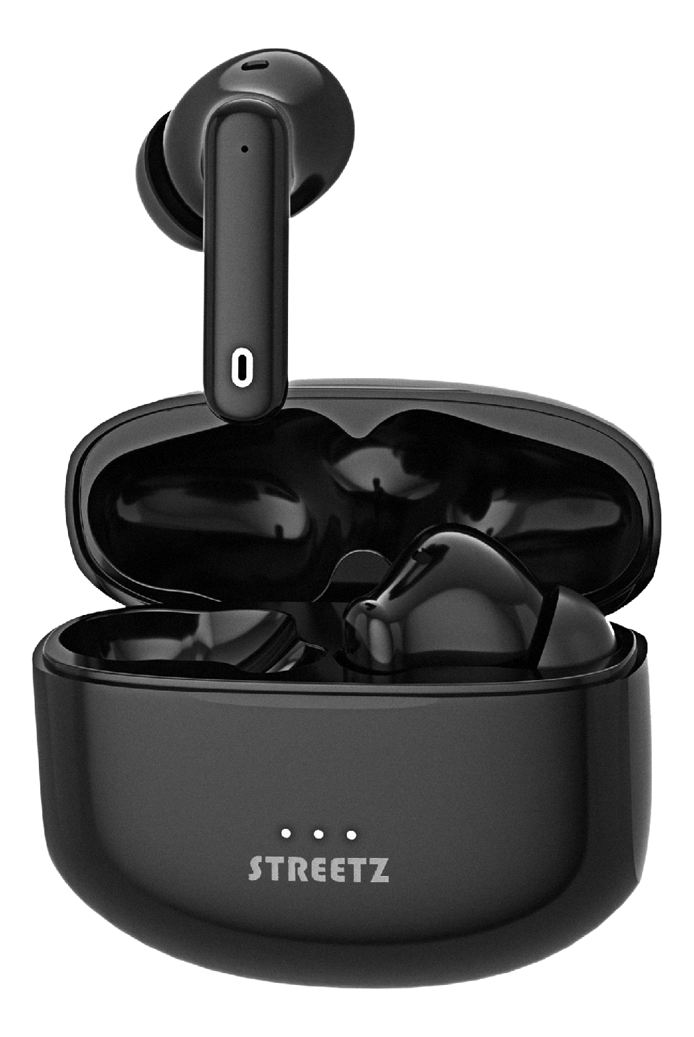 Ausinės į ausis STREETZ True Wireless Stereo, ANC, matinė juoda / TWS-116