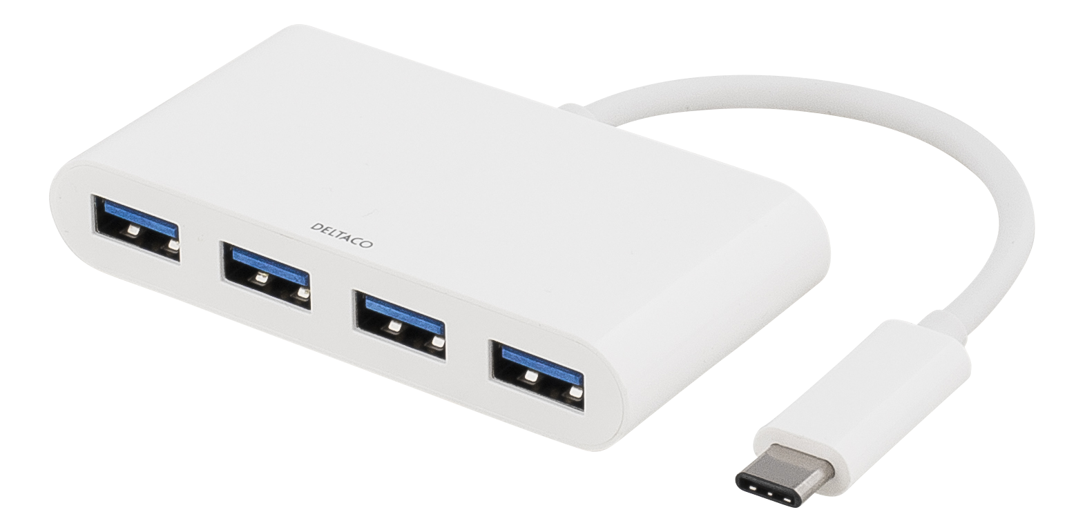 USB 3.1 Gen 1 šakotuvas DELTACO USB-C, 4xUSB Type A, 5V 4,5W 900mA, baltas / USBC-HUB1