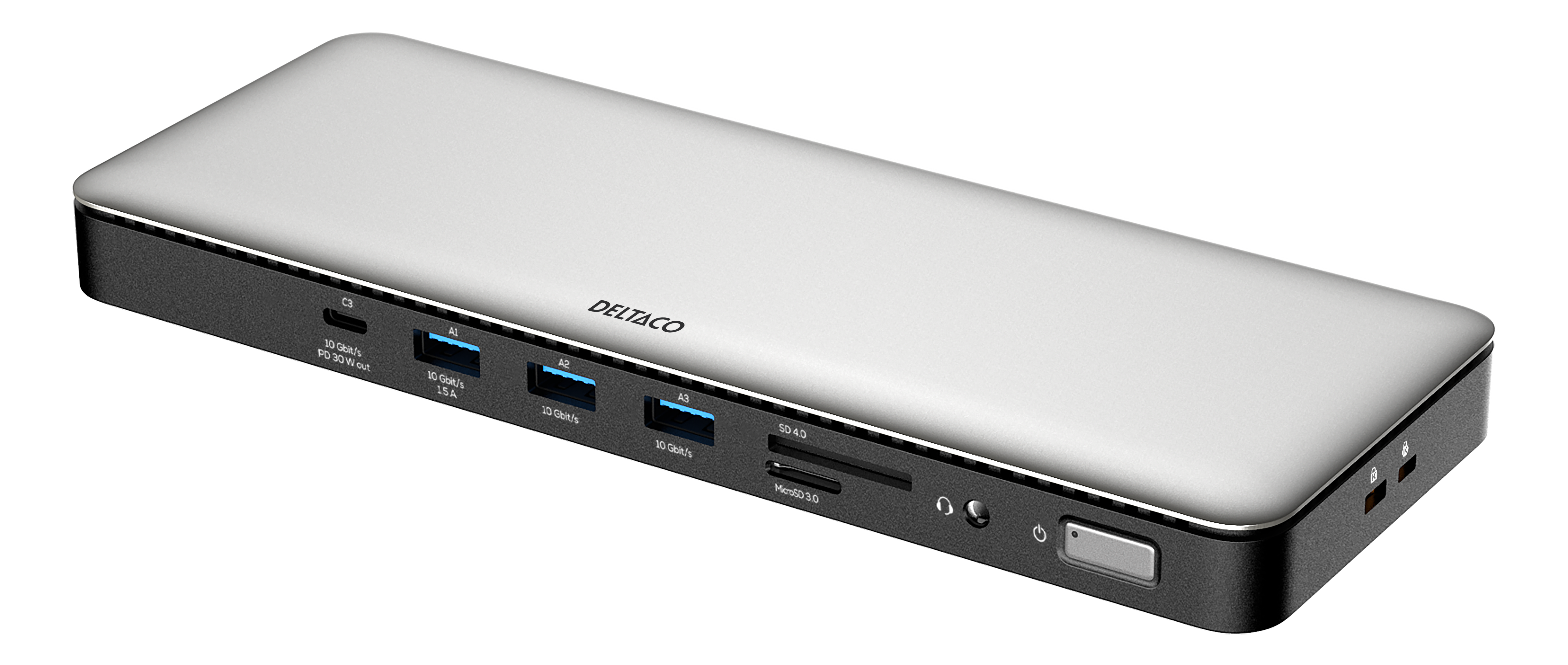15-in-1 USB-C jungčių stotelė DELTACO, palaiko 3 ekranus, 2x HDMI, DP, USB-C, USB-A, RJ45, SD / USBC-HDMI29 / 1902424