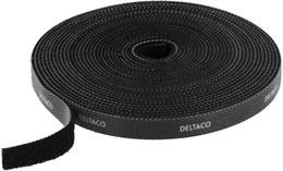 DELTACO Velcro juosta, 10mm, 5m, juoda, CM05S