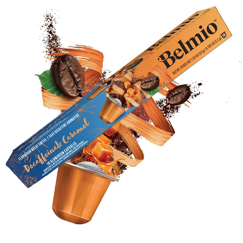 Kavos be kofeino kapsulės Belmio Decaffeinato Caramel, Nespresso kavos aparatams, 10 kap / BLIO31561