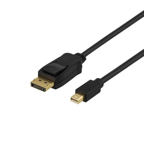 DELTACO DisplayPort to Mini Display Port kabelis, Ultra HD in 30Hz, 10.8 Gb/s, 2m, juodas / DP-1121-K