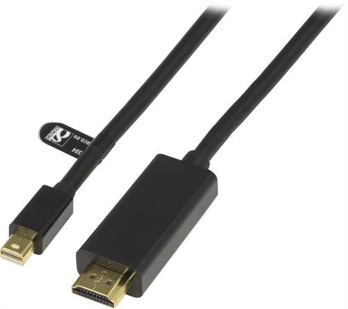 DELTACO mini DisplayPort / HDMI monitor kabelis, Full HD in 60Hz, 1m, juodas / DP-HDMI104