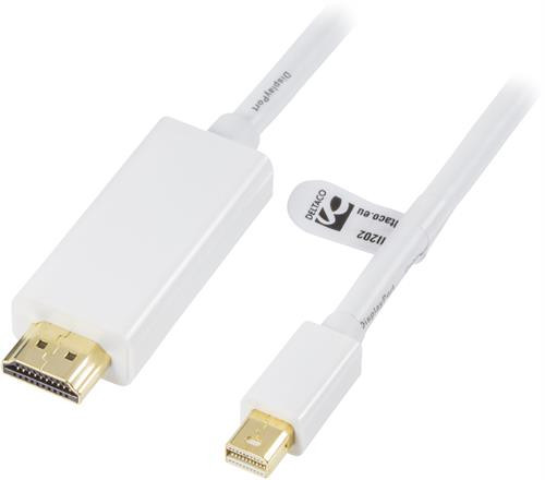 Adapteris DELTACO DisplayPort / HDMI, 2m, baltas / DP-HDMI202