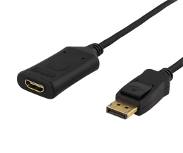 Kabelis DELTACO DisplayPort - HDMI 2.0b, 4K, 60Hz, 1m, juodas / DP-HDMI36-K