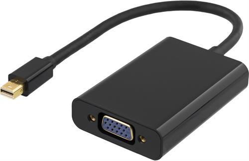 Adapteris DELTACO DisplayPort / VGA, 0.25m, juodas / DP-VGA13