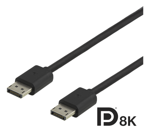 DELTACO 8K DisplayPort kabelis, DP 1.4, 7680x4320 60Hz, 3m, juodas DP8K-1030