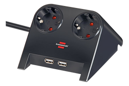 Brennenstuhl Desktop Power, Prailgintuvas su USB, 2xCEE 7/4, 1xCEE 7/7, 2xUSB 2.1A, 1.8m, juodas 1153500222 / GT-653