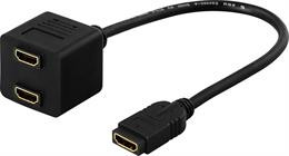 DELTACO HDMI adapteris, 1xHDMI - 2xHDMI, 19-kontaktų, juodas  DELTACO / HDMI-13