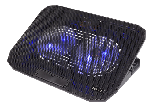 Nešiojamo kompiuterio aušintuvas DELTACO 15.6", 2x120mm, LED šviesos, juodas / LTC-100