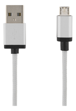  USB sinchronizavimo / įkrovimo kabelis, pintas, USB-A ma - USB Micro B ma, 1m, 2.4A, USB 2.0 DELTACO sidabrinė / MICRO-112F