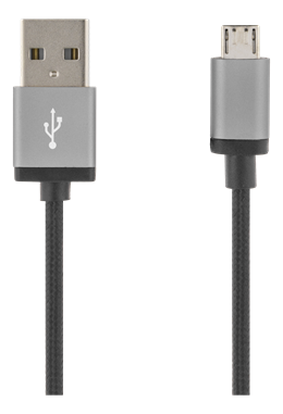 USB sinchronizavimo / įkrovimo kabelis, pintas, USB-A ma - USB Micro B ma, 2m, 2.4A, USB 2.0 DELTACO juodas / MICRO-113F