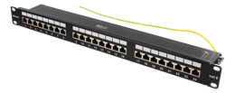 DELTACO STP komutacinė panelė, 24xRJ45, Cat6, 10Gbps, Krone gnybtais, 1U, 19 ", metalinis, juodas / PAN-201