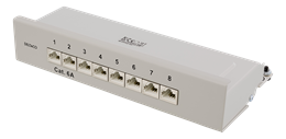 DELTACO Patch Panel, 8xRJ45, Cat6a, Wall Mountable, 10Gbps, Krone Terminals, Metal, Gray / PAN-210