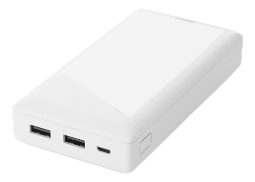 Išorinė baterija DELTACO 20000 mAh, 2.1 A / 10.5 W, 74 Wh, 2x USB-A, balta / PB-A1002