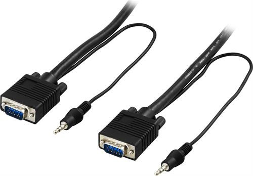 Kabelis DELTACO RGB HD 15ha-ha, 3.5mm audio, 3m, juodas / RGB-7C