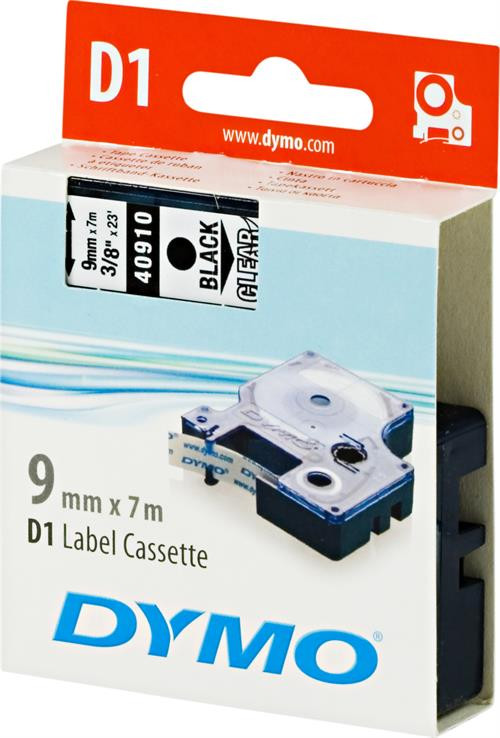Juostelė DYMO D1 9mm x 7m, juoda ant permatomo / S0720670 40910