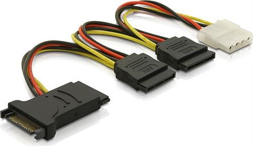 Adapteris DELTACO 4 pin, 2x15 pin ATA, 15cm / SATA-16