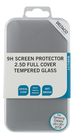 Skaidrus apsauginis stikliukas, 2.5D grūdintas stiklas, skirtas Galaxy J4 + / J6 +, 9H kietumas DELTACO / SCRN-1024 